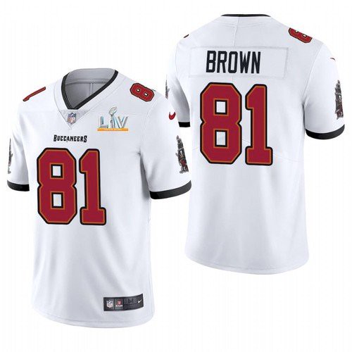 Men's Tampa Bay Buccaneers #81 Antonio Brown White NFL 2021 Super Bowl LV Limited Stitched Jersey Men's Tampa Bay Buccaneers #81 Antonio Brown White NFL 2021 Super Bowl LV Limited Stitched Jersey